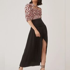 ANTHROPOLOGIE CURRENT AIR Flowy A-Line Maxi Skirt LARGE BLACK